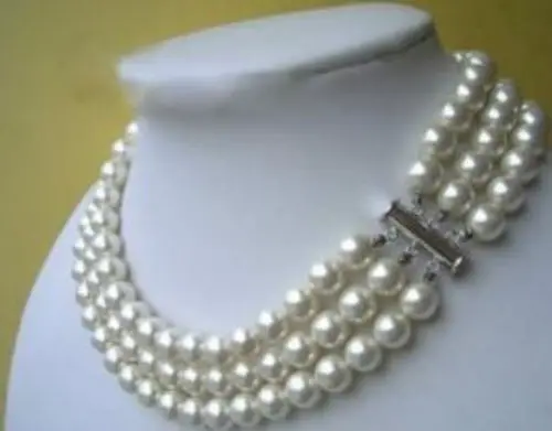 

FREE SHIPPING>@@> NATURAL WHITE 8-9MM AAA + PEARLS NECKLACE LENGTH 18 "^^^@^Noble style Natural Fine jewe &
