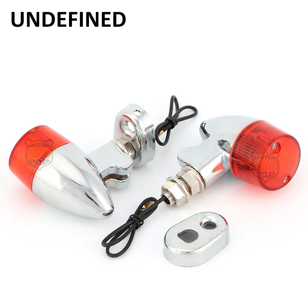 

Motorcycle 12V Chrome Red Retro Vintage Old School Bullet Turn Signal Indicator Light Lamp Bulb For Honda Yamaha Suzuki Kawasaki