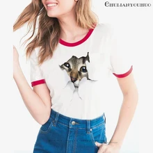 3D Cat Футболка Для женщин летние топы женский Костюмы хлопковая повседневные футболки Femme модные футболки Animal Print Shirt топ