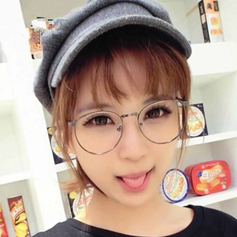 

Feishini 2019 Round Men Glasses Frame Women Metal Vintage Eyewear Hip Hop SILVER Female Eyeglasses korea Clear Lens Transparent