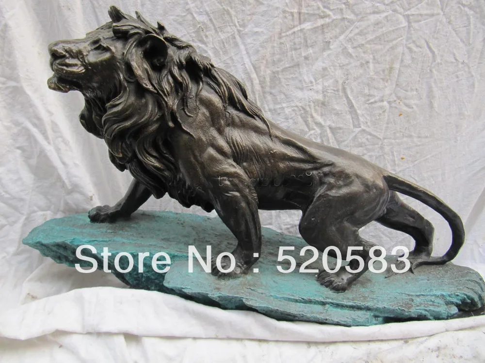 

13 West Art bronze sculpture fierce beast of prey lion on hill statue