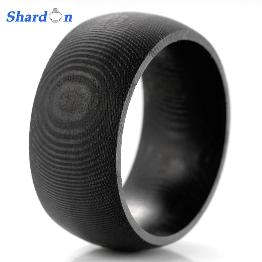 

SHARDON Round Solid Men's circuits of growth rings Pattern Carbon Fiber Ring Engagement Wedding Ring Minimalist Wedding Bands