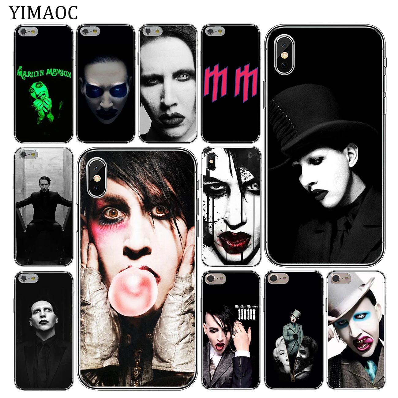 

YIMAOC Marilyn Manson Protective Soft Silicone Cover Case for Apple iPhone 11 Pro X XR XS Max 6 6S 7 8 Plus 5 5S SE 10