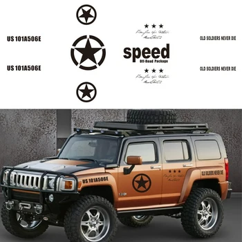 

DIY Five-pointed star Car Body Stickers Car Jeep SUV Side Body Hood Pentagram Vinyl Decal Waterproof Black