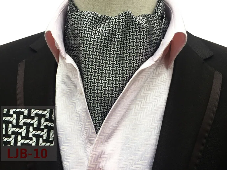 Мужские в английском стиле Винтаж галстук шелк с V образным вырезом Однотонная рубашка с узором в горошек, в полоску галстук из жаккардовой ткани, Аскот галстук-бабочка для Бизнес вечерние аксессуары