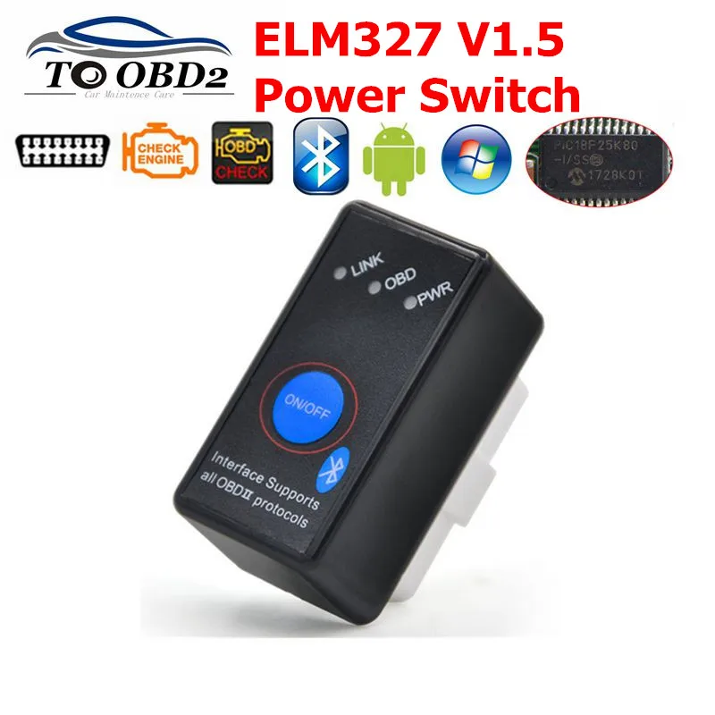 Настоящий чип PIC18F25K80 ELM327 V1.5 Bluetooth выключатель питания вкл/выкл Мини ELM 327 1 5 OBDII