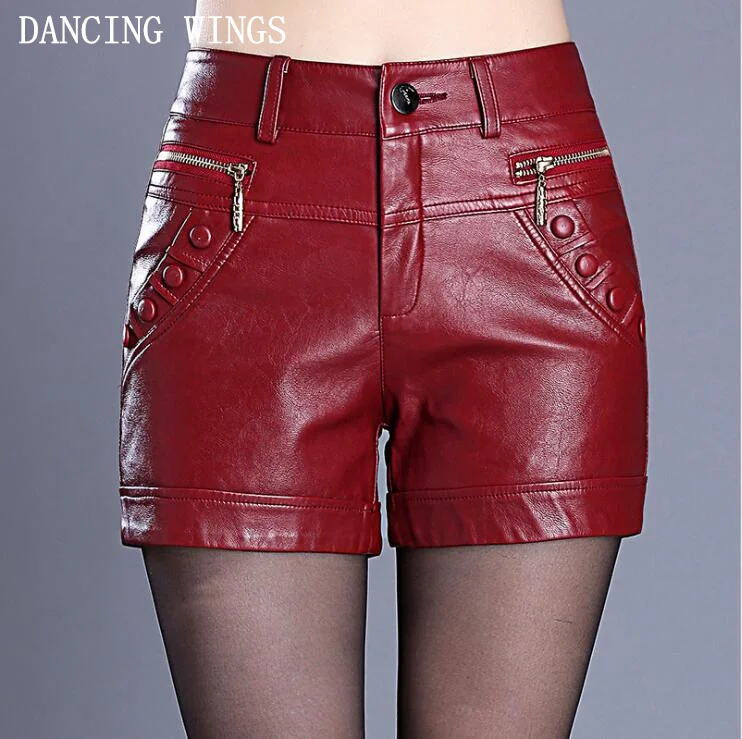High Quality Women's Autumn PU Leather Shorts Fashion Slim
