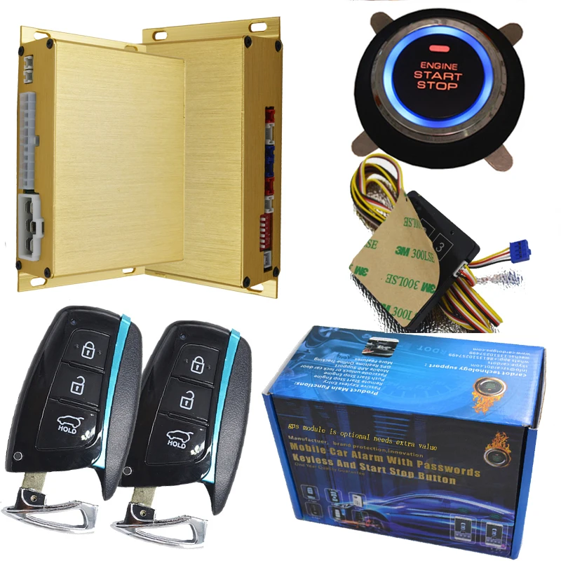 smart key car alarm system working with chip key bypass module shock
