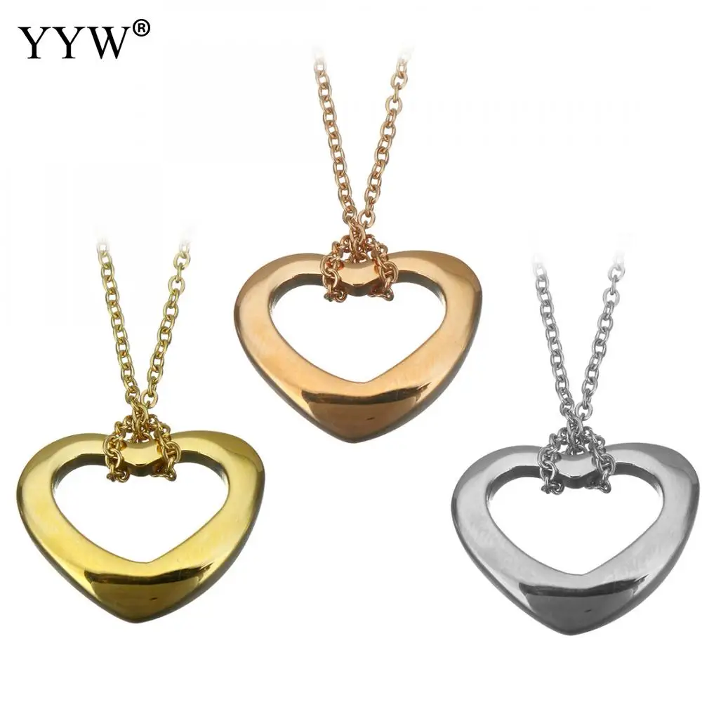 Vintage Hollow Heart Pendant Choker Necklace Stainless Steel Jewelry