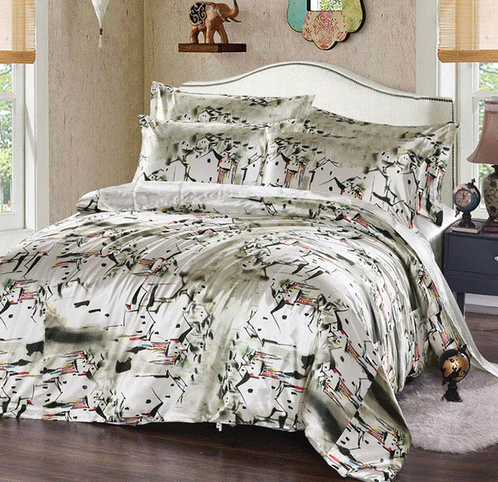 Chinese arts ink painting duvet cover bed sheet pillowcases 4pcs or