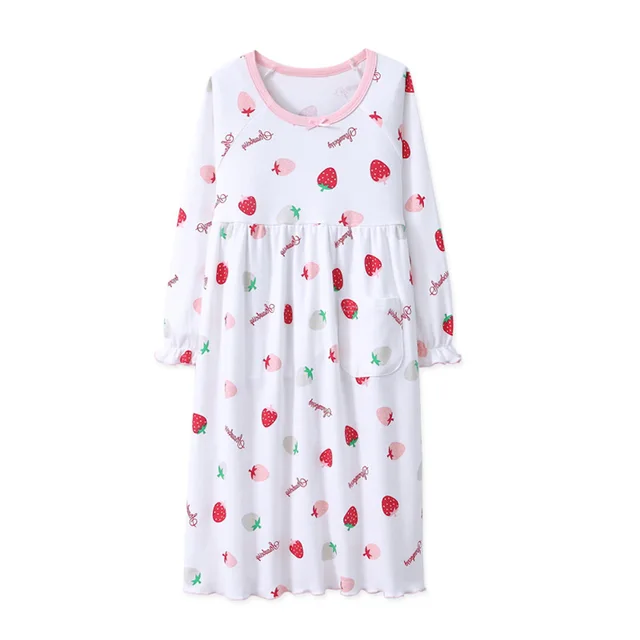 2019 Girl Nightgown Cotton Kids Girls Cotton Nightgown Long Sleeve