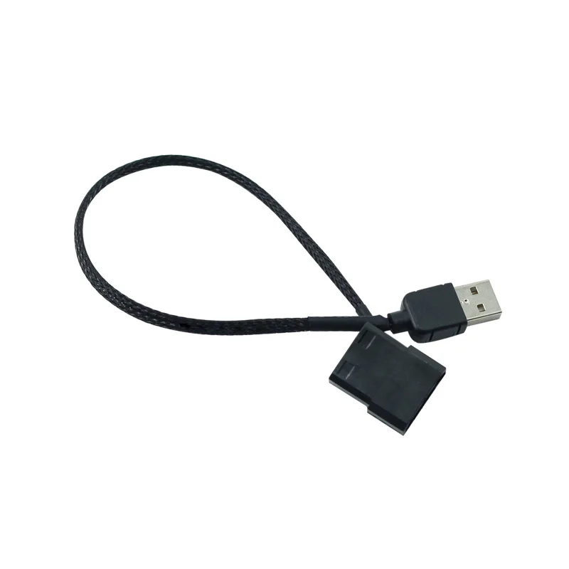 1 PCS USB to 4 Pin 5V USB Sleeved Fan Power Adapter Cable, USB to 4 Pin