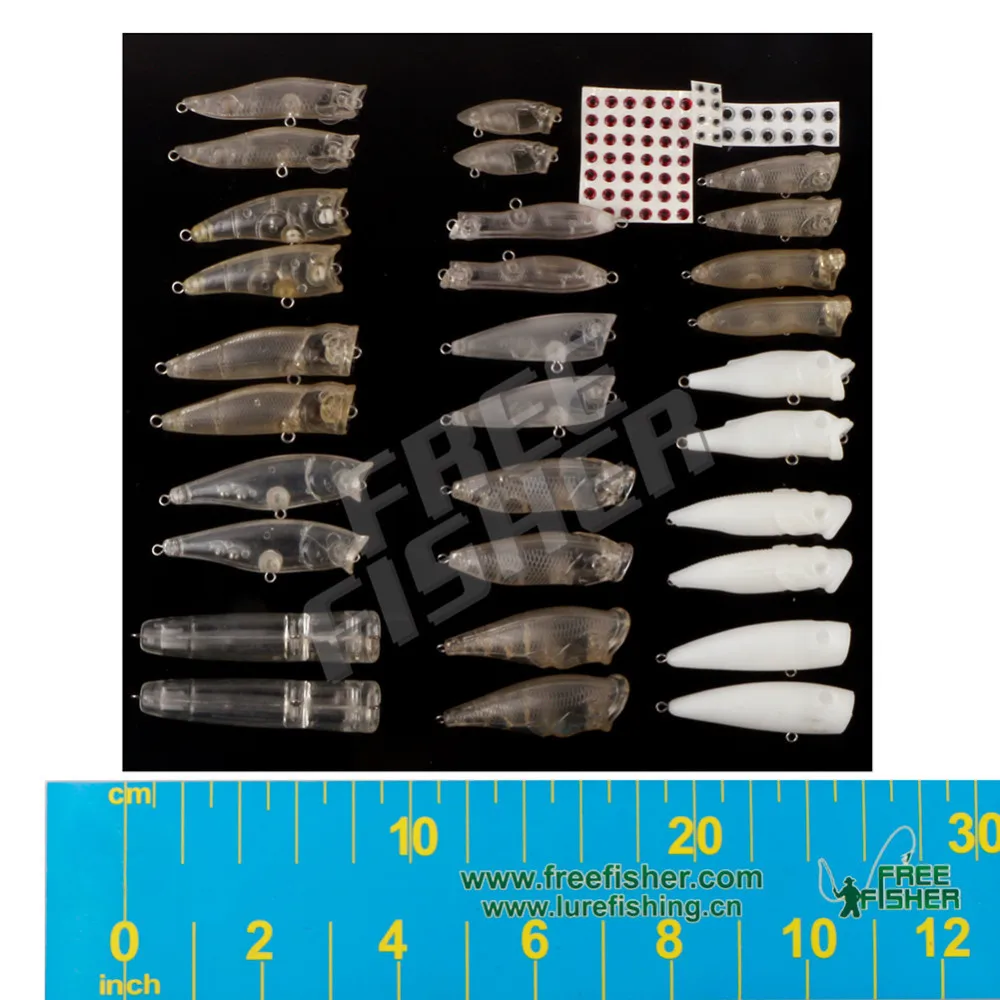 

30pcs Clear Plastic Unpainted Topwater Fishing Lures Eybe Baits Crankbaits Shad/ Popper Artificial Bait 089 Free Fisher