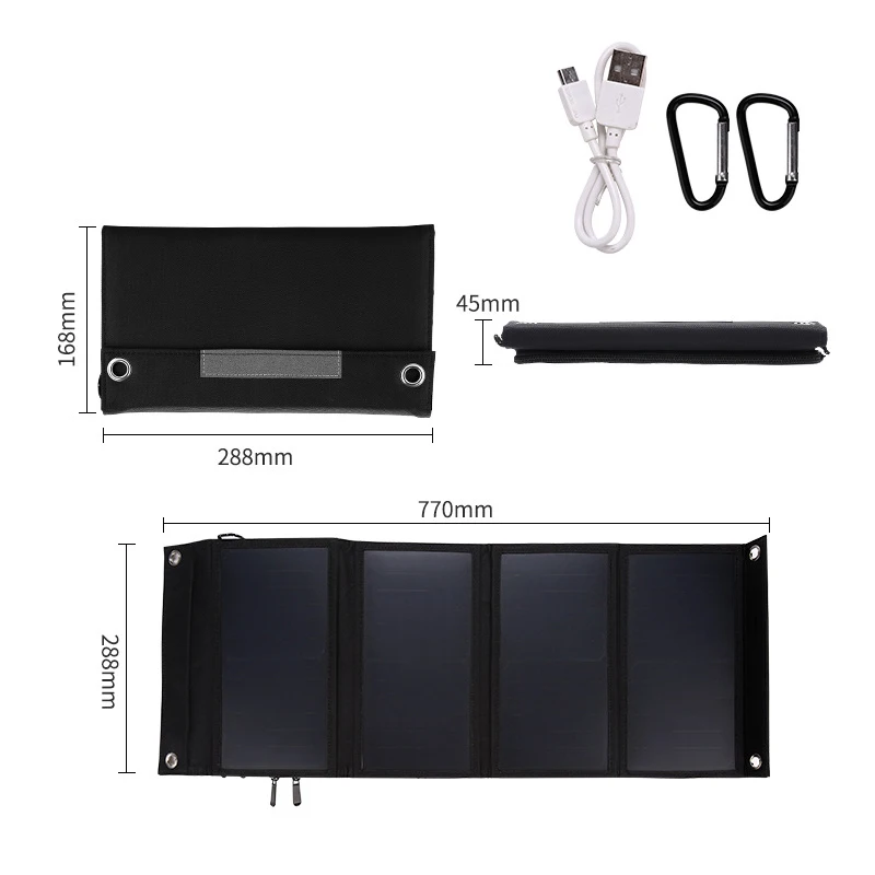 

Solar Charger Waterproof Foldable Dual USB Ports Solar Battery Charger for Phone Tablet SMN88