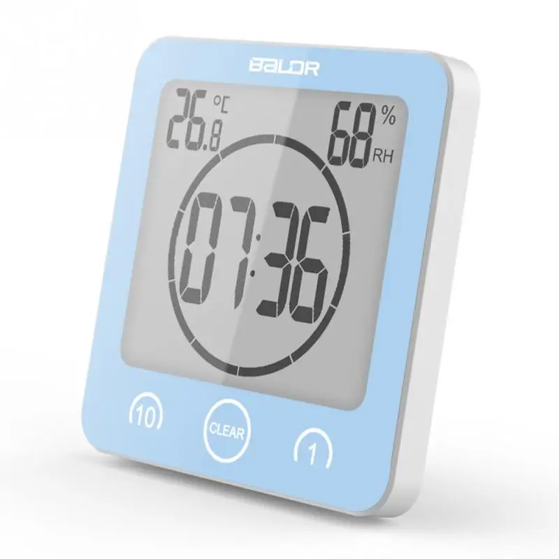 Водонепроницаемый ЖК-цифровой будильник ванная комната настенные всасывающие часы для душа Кухня таймер обратного отсчета температуры