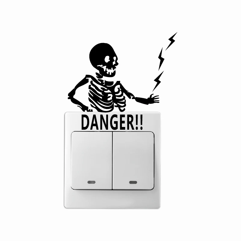 KG 198 Funny Danger Warning Tide Alternative Electrical Switch Sticker  Cartoon Vinyl Wall Decor Home Wallpaper|Wallpapers| - AliExpress