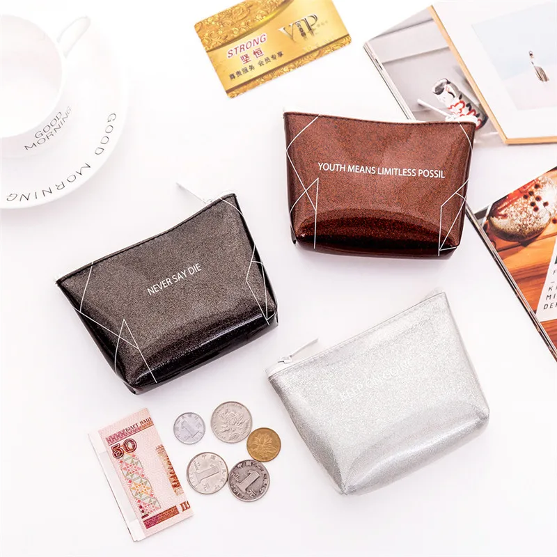 Fashion Flash Transparent PVC Women Coin Purse Letter Small Bag Clear