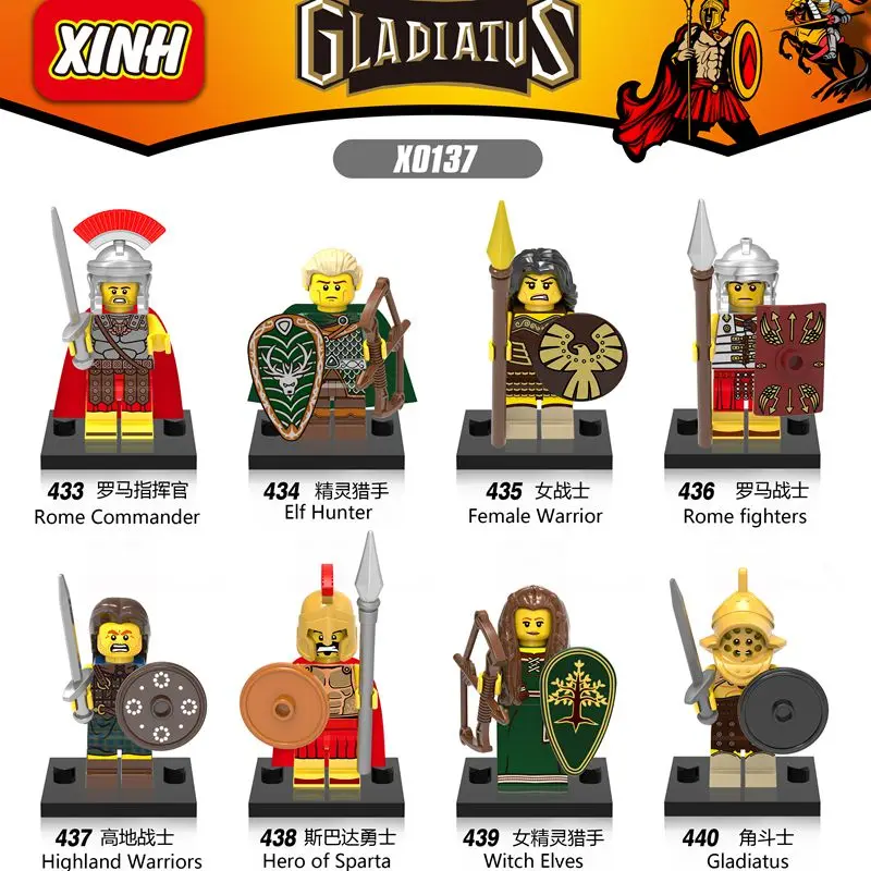 

Single Legoing Heroes Of Sparta DIY Blocks Elf Hunter Gladiatus Rome Medieval Knights Building Blocks X0137 Toys For Children