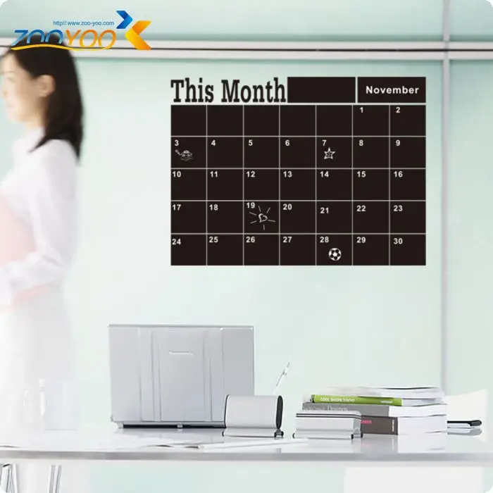 Monthly Planner Chalkboard Decorative Wall Stickers For Home Decorations Vinyl Blackboard Decor Living Room Office Room Wall Art