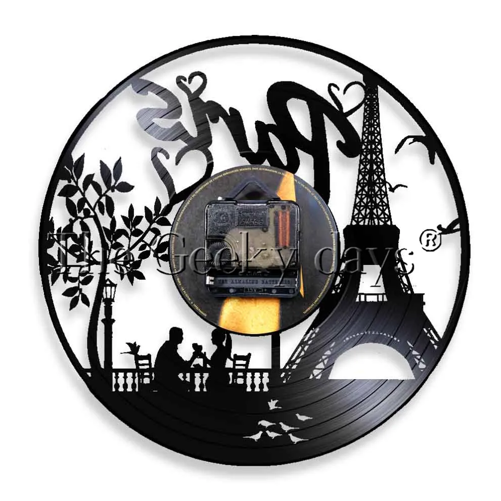 1 шт. Париж Эйфелева башня светодиодный освещение настенные часы Виниловая пластинка часы ночник Лондон Париж Эйфелева башня 3D Декор светодиодный настенный светильник