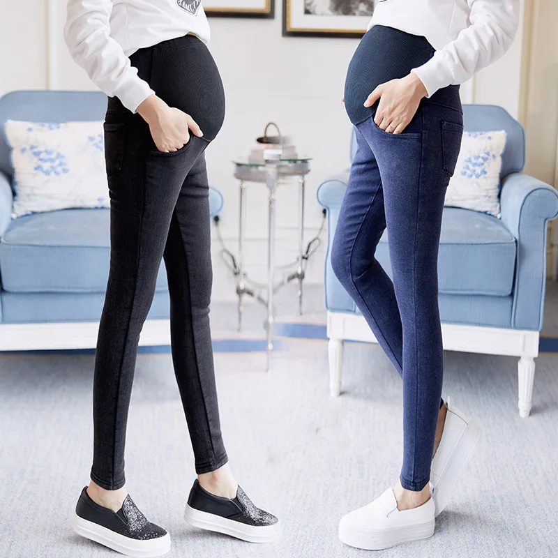 Maternity Pants Autumn Pregnant Women Denim Skinny Trousers Korean