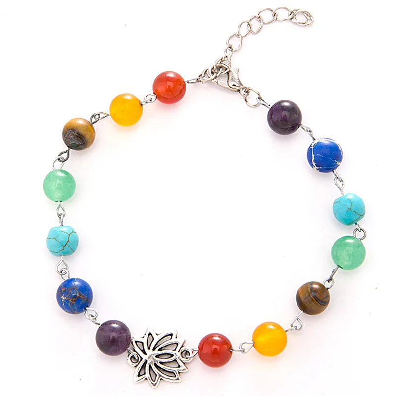 

JETTINGBUY Lotus Charm Pendant Yoga Chakra Bracelets Foot Jewelry Anklet For Women Chakra Pray Mala Beads Bracelet