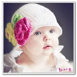 Крючком новорожденный Кепки s цветок берет для маленьких девочек Шапки трикотажные младенческой Кепки шапка капот для девочек зимняя