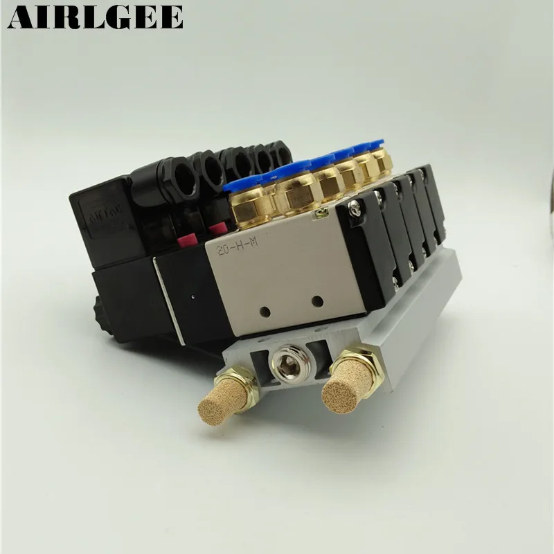 4V210 08 DC24V 2 положения 5 способ Четырехместный электромагнитный клапан Алюминий