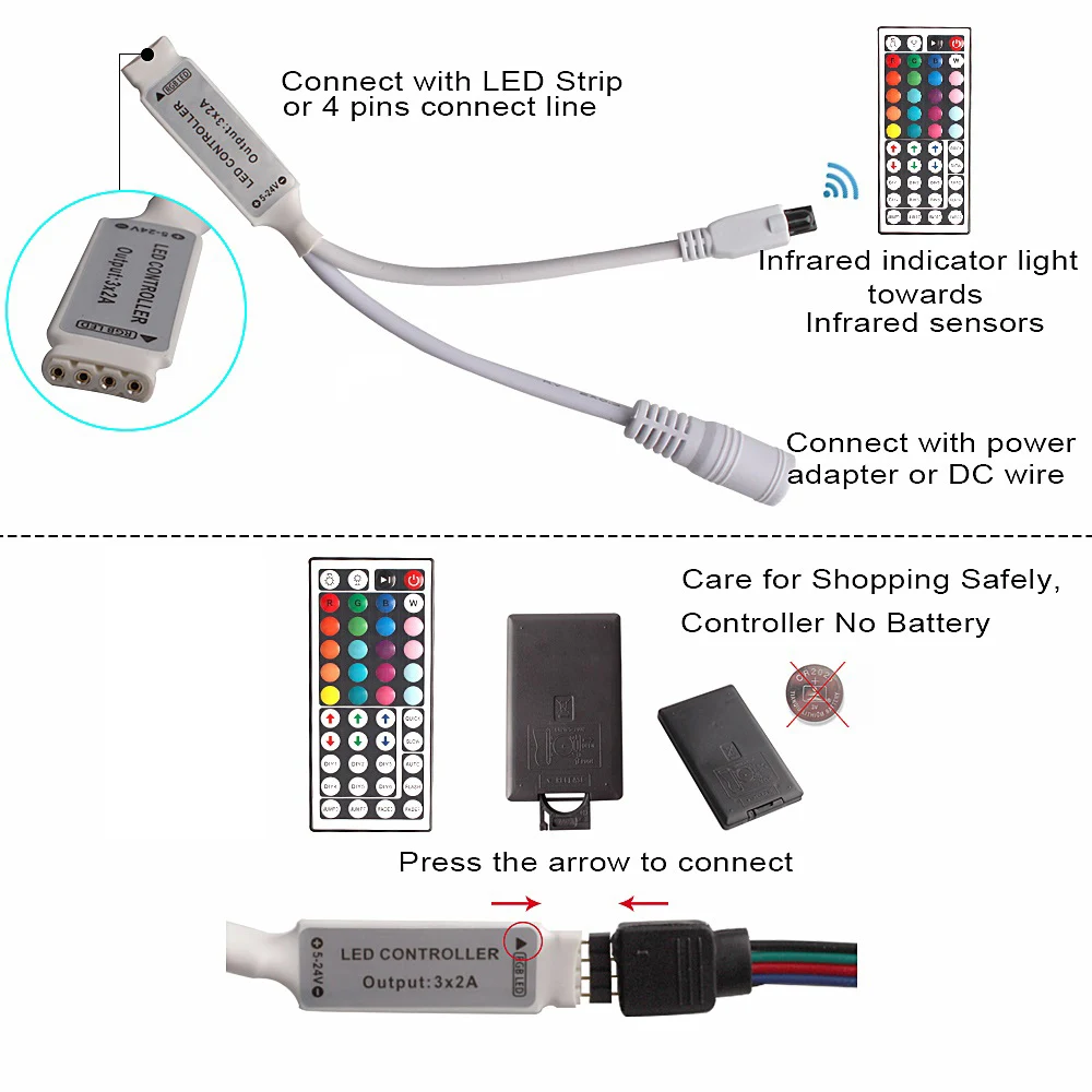 SMD2835 RGB лента DC 12 В Светодиодная лента Водонепроницаемая IP65 для украшения кухни/комнаты/автомобиля/шкафа/ТВ свет, неоновые лампы ИК-контроллер