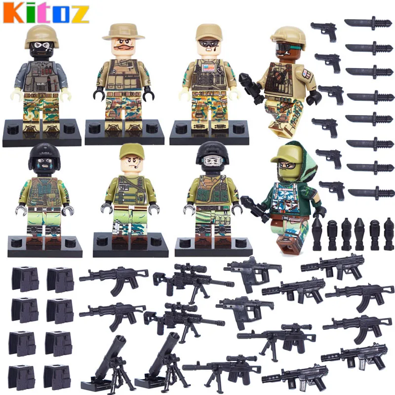 

Kitoz MOC Modern War US Army Russian Marine Anti-terrorism Soldier Figure Weapons Building Block Brick Toy Compatible with Lego