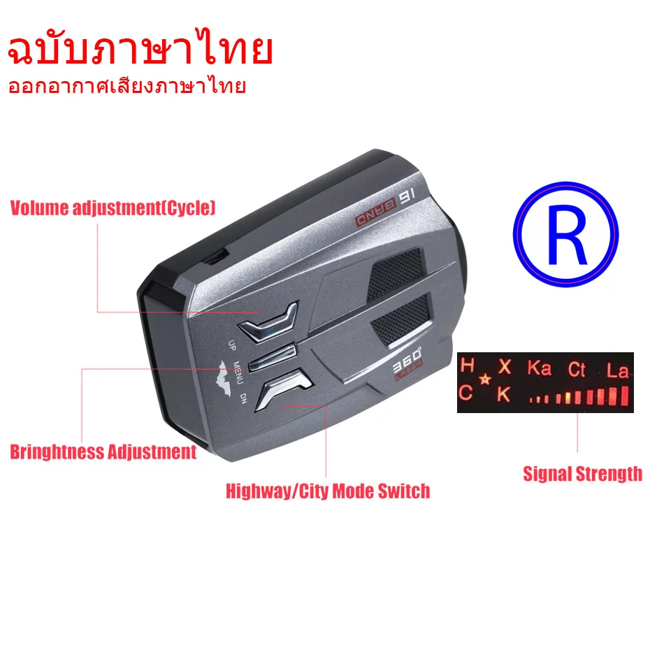Beste Thaise Versie V9 Auto Anti Speed Camera Signaal Waarschuwing Radar Detector Voor Thailand