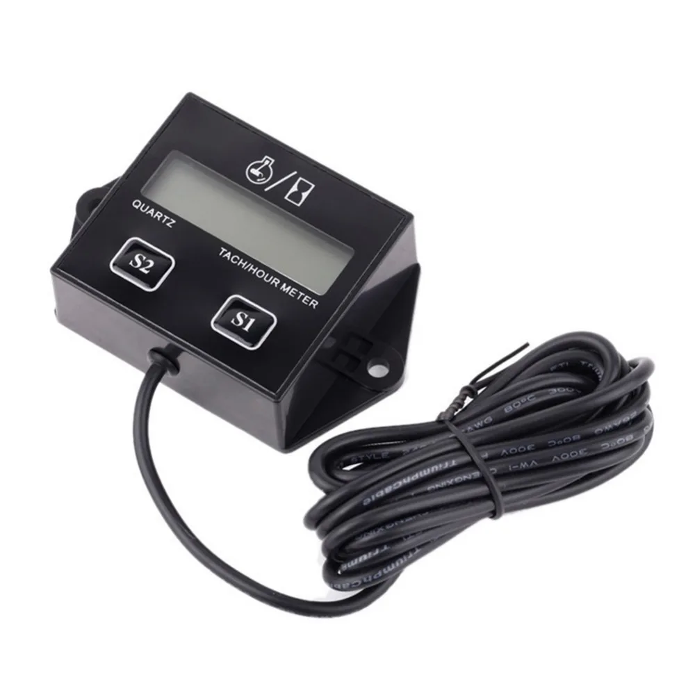 LCD Tach/Hour Meter Gauge RPM Hour Display For 2/4 Stroke Spark Plug Gas Engine Motorcycle ATV
