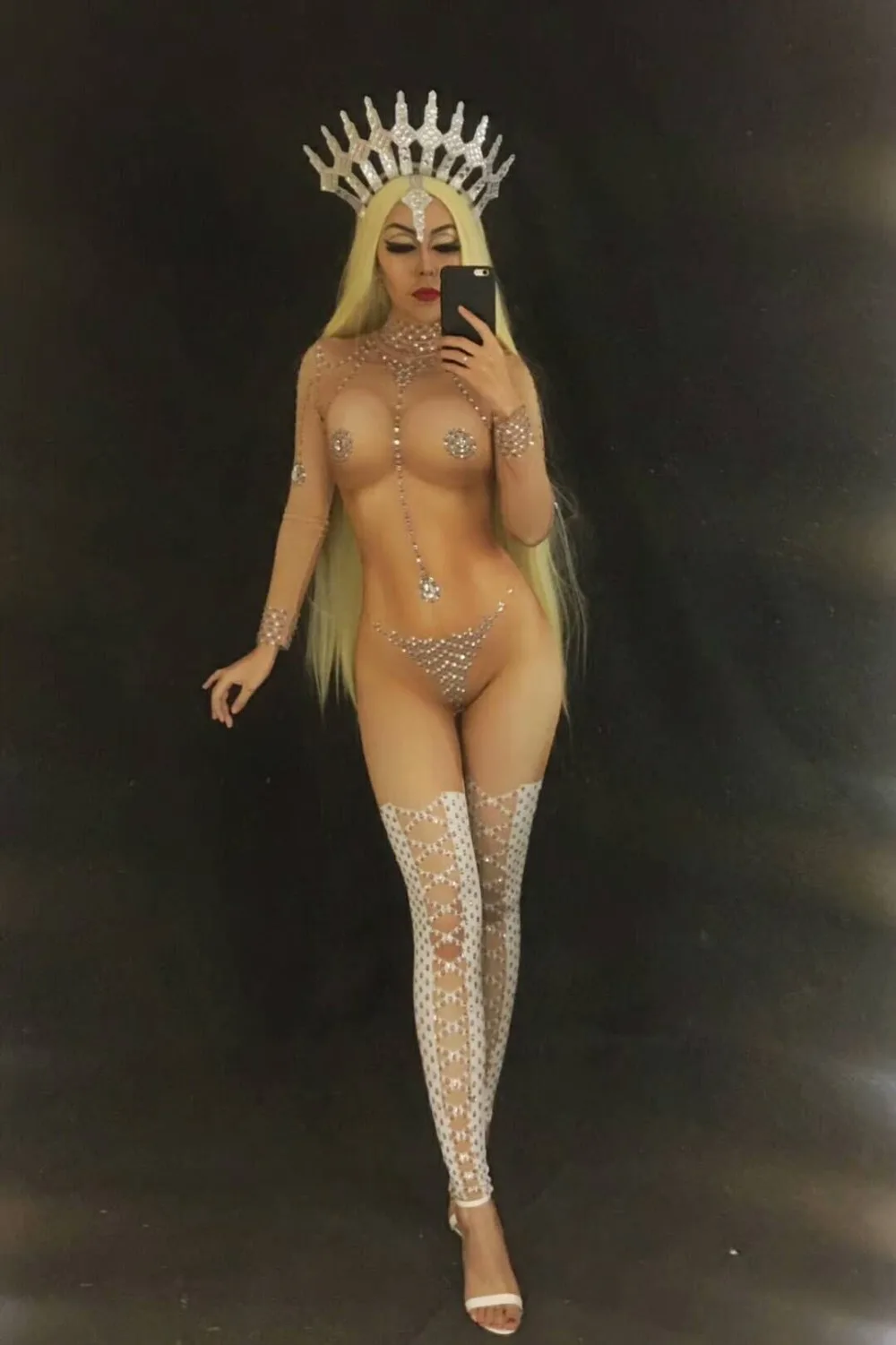 ZD106 женский сексуальный как голый комбинезон сверкающие кристаллы боди Ночной клуб вечерние Одежда для сцены костюм для праздника Одежда на день рождения