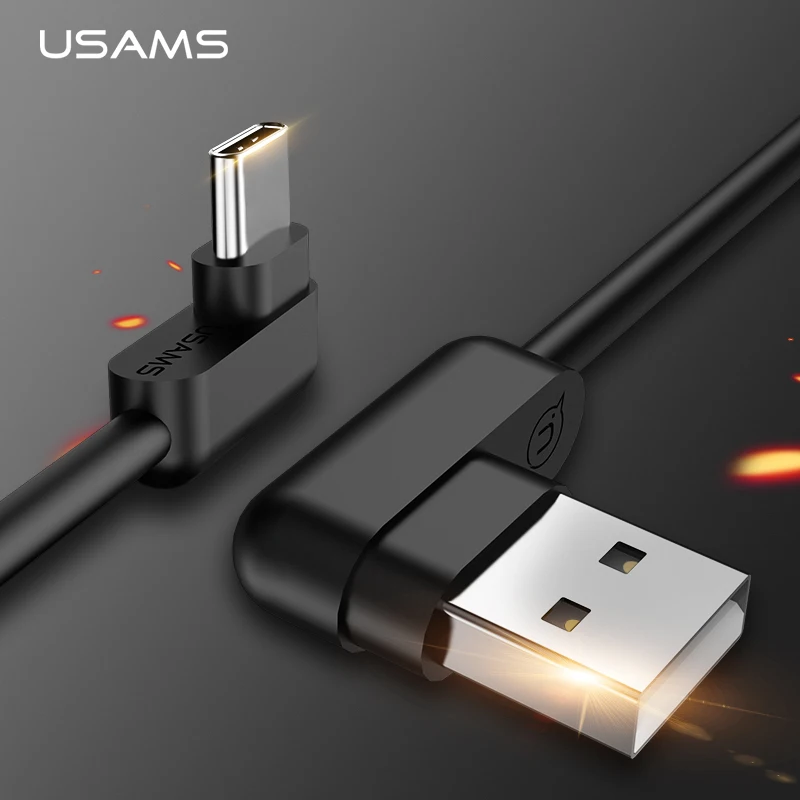 USAMS USB C кабель 90 градусов изгиб Type Быстрая зарядка для передачи данных мобильный