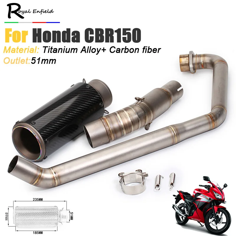 CBR150 Motorcycle Exhaust Slip On Full System carbon fiber exhaust