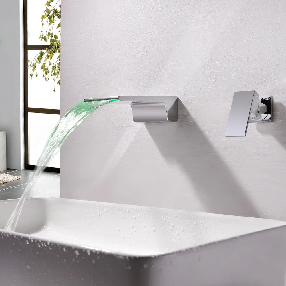 

Kitchen Faucet Wall Mounted Waterfall Basin Faucets Split Concealed Basin Sink Mixer Temperature Control Off-colour Basin Faucet