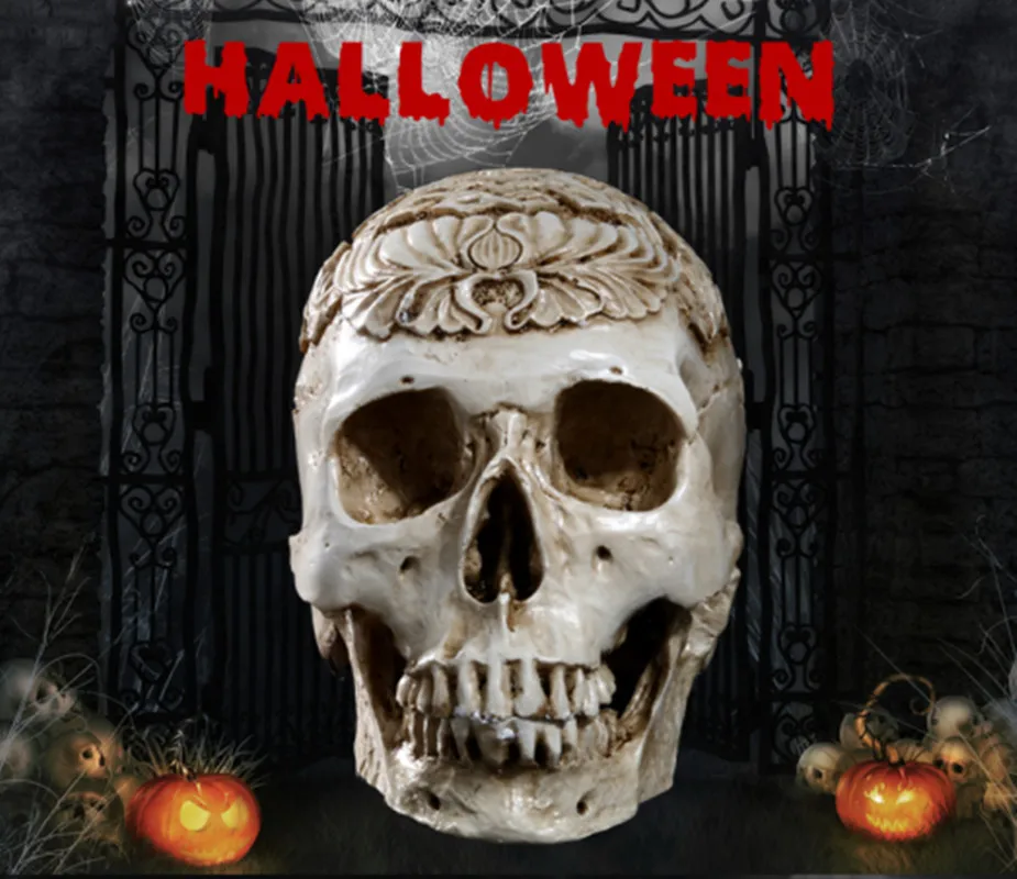 Высокоточный резной череп высококачественный из смолы ручная работа украшение