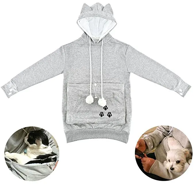 

Women Big Kangaroo Pouch Hoodie Little Pet Dog Cat Carrier Sweatshirts
