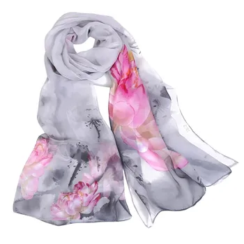 

Fashion Women Lotus Printing Long Soft Wrap Scarf Ladies Shawl Scarves Ladies Accessories Fashion New Bufanda De Seda #LR3