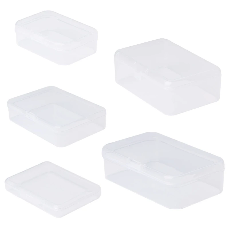 

5 Sizes Optional Rectangular Plastic Clear Transparent Storage Box Collection Container Organizer m15
