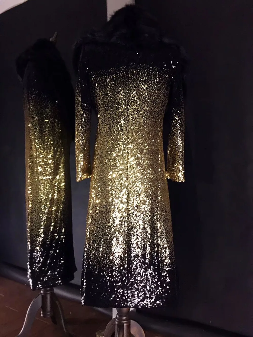 Золотые блестки длинное пальто модные тонкие тренчи для ночного клуба Бар мужской певец и ведущий этап одежда верхняя одежда концертные костюмы вечерние