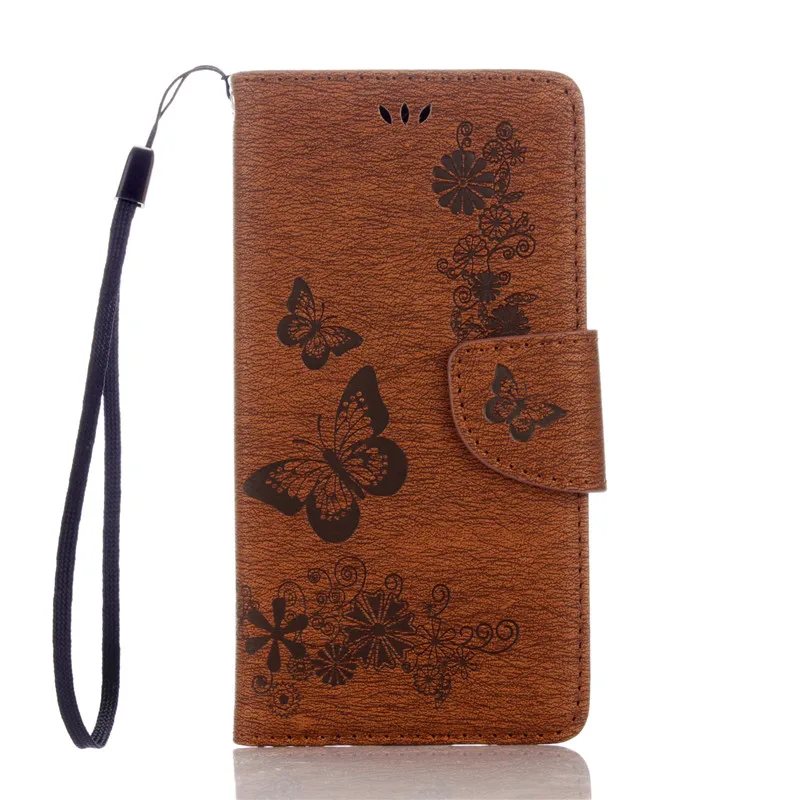 

Duplex Embossing Butterfly Leather Case Flip For Huawei Honor 5C Case Soft Cover Wallet Holster With Lanyard For Huawei 5C Case