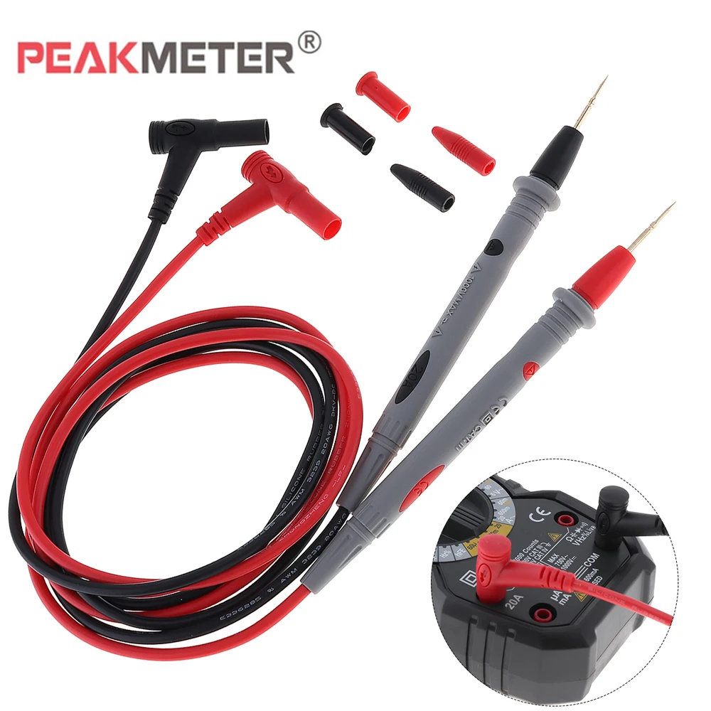 2pcs PEAKMETER 20A 1M 80 Core Tinned Copper Wire Silicone Test Pen High Precision for Digital