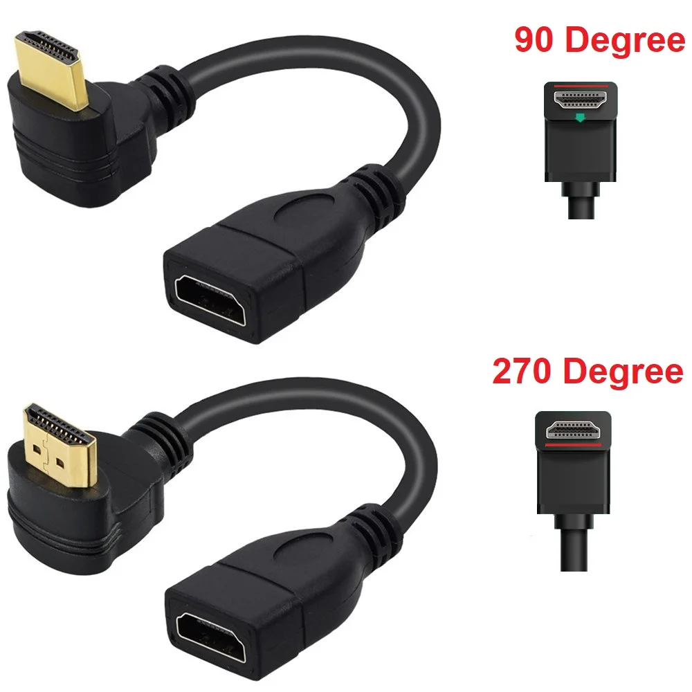 HDMI кабель-удлинитель для мужчин и женщин удлинитель адаптер угловой разъем поддержка 1080P 4K 3D 1,4 V для HDMI сплиттер коммутатор HDTV lcd PC