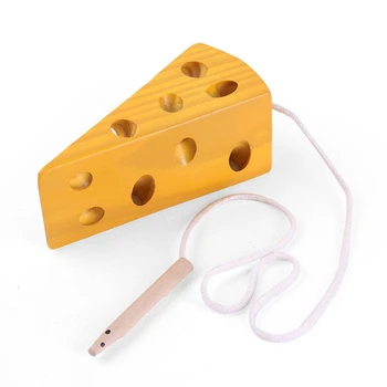

Wooden Education Baby Kindergarten Mouse Thread Cheese Plaything Early Learning Education Toys Montessori Teaching Aids Math Toy