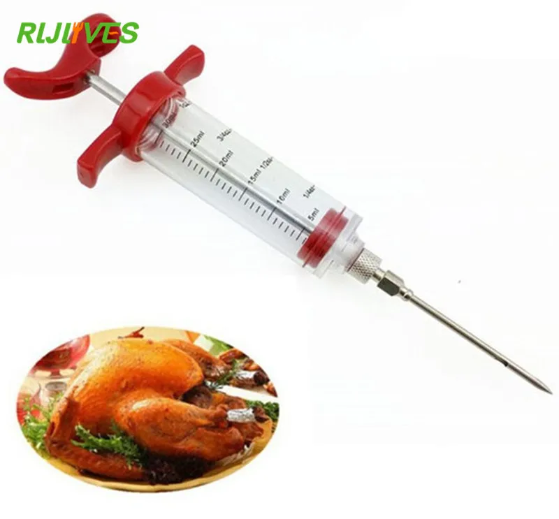 

30ML Kitchen Syringes Stainless Steel Needles Injector Meat Sausage Stuffer Kitchen Tool Meat Injectors