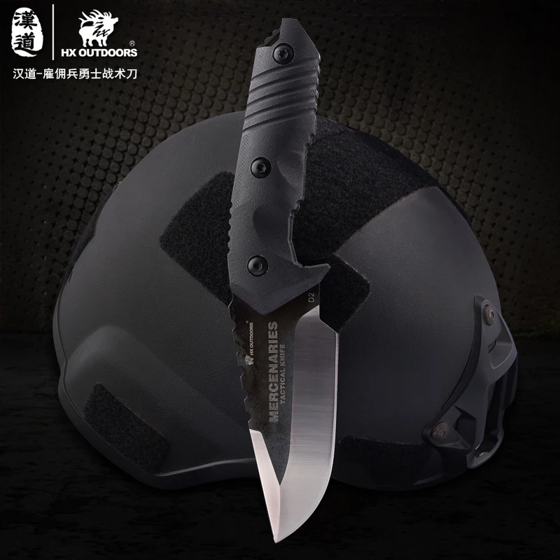 Online HX OUTDOORSHard resistente D2 acero hoja fija cuchillo de caza al aire libre cuchillos de supervivencia y vaina fábrica para senderismo gran oferta