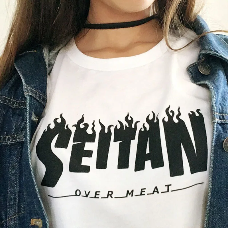 Женская футболка с коротким рукавом Seitan overmeat желтая унисекс круглым вырезом 90s