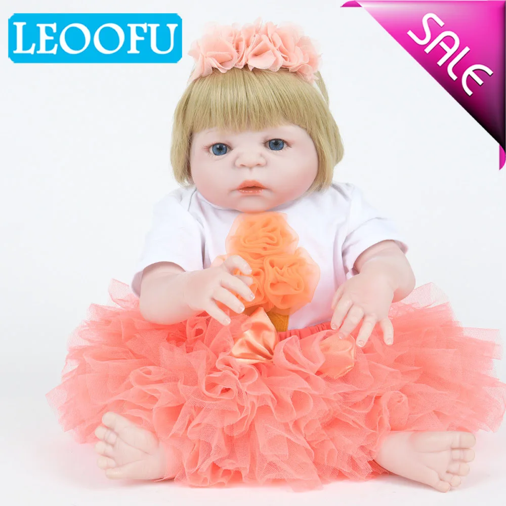 

LEOOFU 55cm 22inch reborn baby doll princess girl dolls full body soft silicone babies girls lifelike real reborn toys