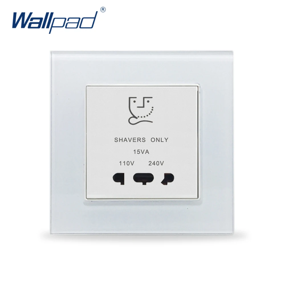 Бритвенная розетка Wallpad Хрустальное стекло 110 V-250 V ЕС Великобритания отель умный дом стеклянная панель электробритва настенная розетка - Цвет: White Decoration